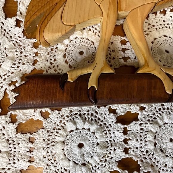 Handcrafted Intarsia Wooden Barn Owl Wall Art Rustic Home Nature Wildlife Folk - Picture 2 of 8